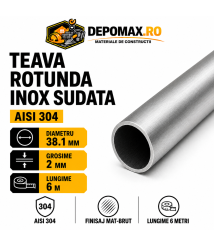 Teava rotunda inox sudata AISI 304, 38.1 x 2 mm, 6 metri